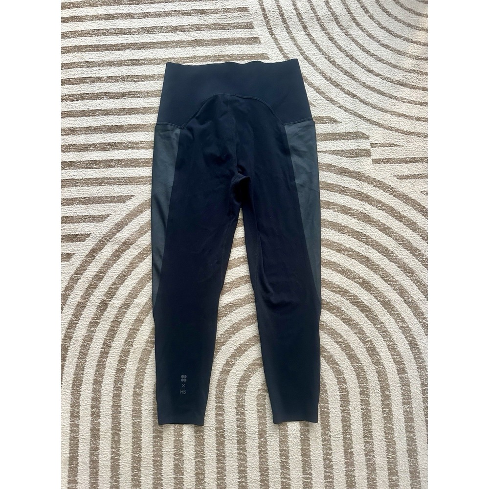 Sweaty Betty Black Leggings Power 7/8 Length Pockets L US 12 Halle Berry Collab - Picture 3 of 5